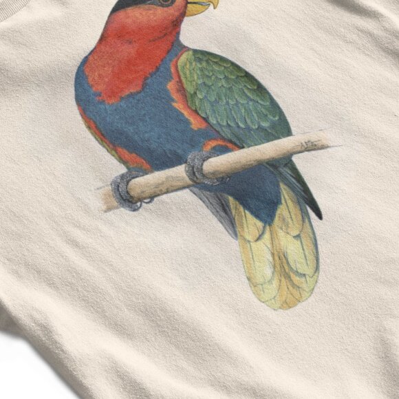 Black-capped Lory Vintage Parrot Print Long Sleeve Graphic Tee T-shirt S M L XL - Picture 5 of 6